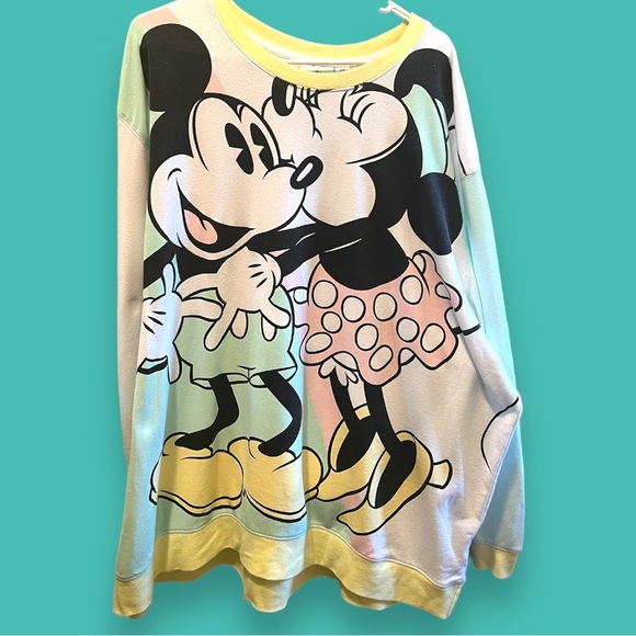 Vintage Disney Mickey and Minnie Mouse Oversized Pastel Sweatshirt 3X Disneyana - Picture 11 of 11
